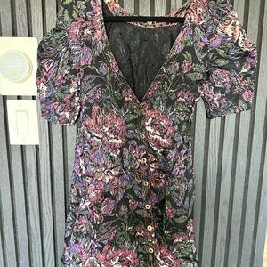 Ecote Purple and Pink Puff Sleeve Sheath Dress